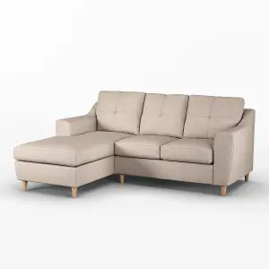 Baxter Fabric L Shaped 3 Seater Corner Sofa With Chaise Oatmeal Left Hand Facing