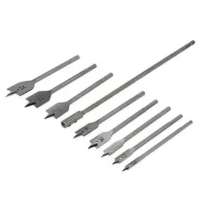 8 Piece 6mm 32mm Flat Bit Set 300mm Extension Bar Drilling Hard & Soft Wood