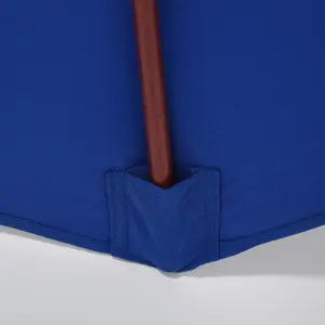 Outsunny 2.5m Wooden Garden Parasol Outdoor Umbrella Canopy Vent Blue