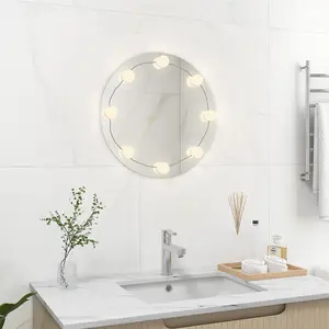 Berkfield Wall Mirror with LED Lights Round Glass