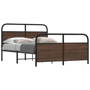 Berkfield Bed Frame Without Mattress 120x190 cm Small Double Brown Oak Engineered Wood