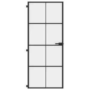 Berkfield Interior Door Slim Black 83x201.5 cm Tempered Glass and Aluminium