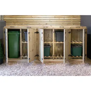 Wheelie Bin (1x 240L) and Quadruple Recycling Box Chest Store (x8)