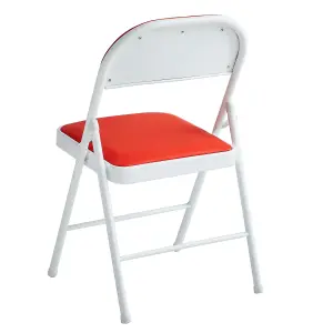 Mcc Direct Single Folding Dining Chair Metal Frame Padded Seats Red