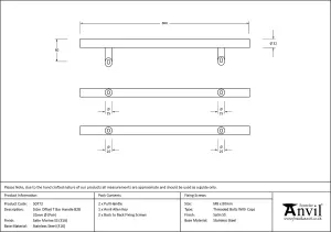 From The Anvil Satin Marine SS (316) 0.6m Offset T Bar Handle B2B 32mm Dia.