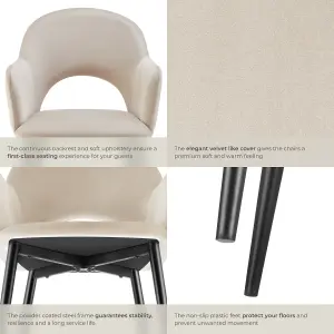 Dining Chair Sachel - padded armchair in velvet look, continuous backrest - cream