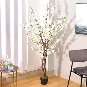 White Artificial Plant Potted Peach Flower Tree House Plant Indoor Plant 150 cm