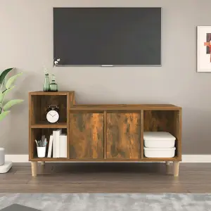 Berkfield TV Cabinet Smoked Oak 100x35x55 cm Engineered Wood