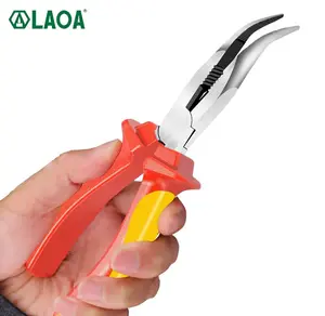 LAOA LA321639, VDE long nose bent jaws pliers 1000V size 160 mm, soft grip