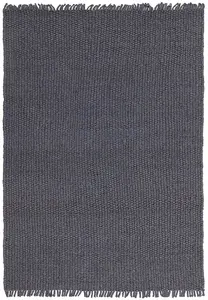 Modern Handmade Kilim Blue Plain Jute Easy to Clean Rug for Living Room Bedroom & Dining Room-120cm X 170cm