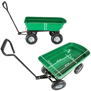 Garden Trolley - tip function, smooth steering axle, 300 kg load capacity - green