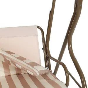 Charles Bentley 2-3 Seater Garden Patio Swing Seat Hammock Chair - Beige Striped