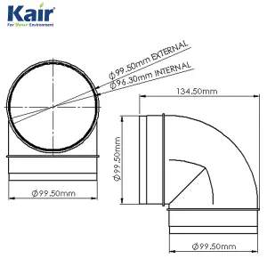 Kair 90 Degree Elbow Bend 100mm - 4 inch Round Plastic Ducting Joint to Connect Round Duct Pipe or Flexible Hose