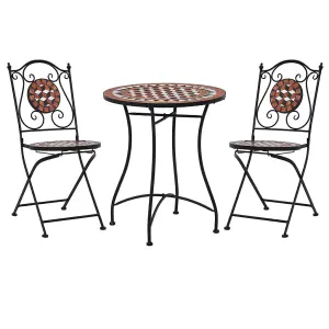 3 Piece Mosaic Bistro Set Ceramic Tile Terracotta