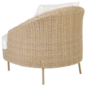 Garden Armchair with Ottoman ARCILLE PE Rattan Natural