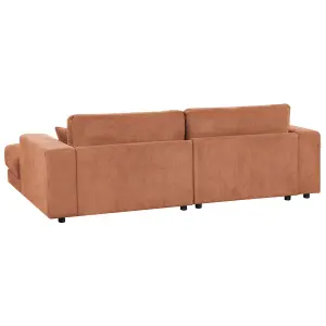 Corner Sofa LOFOTEN Light Red Fabric 3 Seater Left Hand