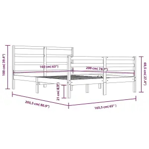 Berkfield Bed Frame White Solid Wood Pine 160x200 cm