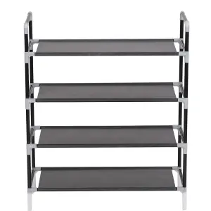 Berkfield Shoe Rack with 4 Shelves Metal and Non-woven Fabric Black