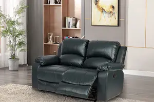 RECLINER BLACK TWIN TWO 2 SEATER SOFA SUITES SETTEE LAZY BOY BLACK FABRIC 1 2 3 SEATER ARMCHAIR FAUX LEATHER