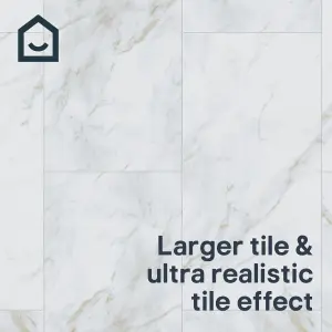 GoodHome Italo White Marble effect Textured Click vinyl Tile, 2.4m²