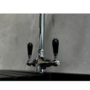 Reginox Brooklyn Traditional Chrome Dual Black Lever Kitchen Mixer Tap