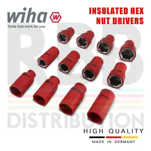 Wiha Electrician Ratchet Set 3/8 Inch 21 Piece VDE Insulated Hex Nut Drive 43023