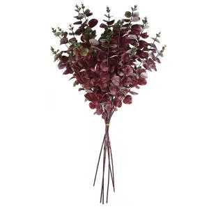 Pack of 6 x 100cm Artificial Eucalyptus Foliage Burgundy