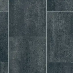 Precut Dark grey & blue Slate Tile effect Sheet vinyl, 4m²