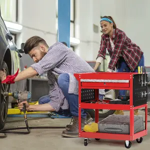 3 Tier Tool Trolley Cart Roller Cabinet for Garage Workshop