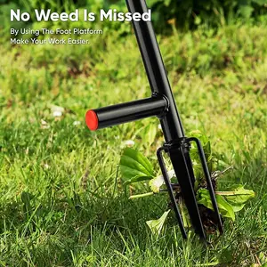 Weed Puller Stand Up Weeder Hand Tool with 2 Claws Foot Pedal Long Root Picker