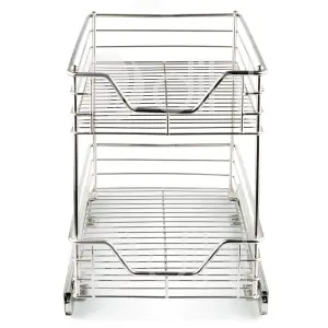 Dihl 400mm Pull Out Chrome Wire Basket Drawer for Kitchen Cabinets Cupboards