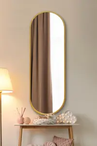 MirrorOutlet Vultus - New Gold Metal Framed Double Arched Wall Mirror 63" X 22" (160CM X 55CM)