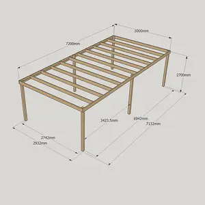 Garden Pergola 6 Posts - Wood - L300 x W720 x H270 cm - Light Green