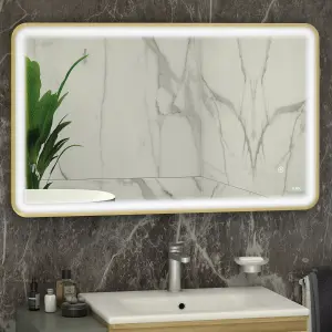 RAK Art Soft 600x1000mm Brushed Gold Square with Touch Sensor Illuminated Mirror IP44