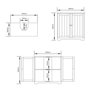 Hayle Matt White Freestanding Double Bathroom Sink cabinet (H) 600mm (W) 600mm