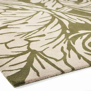 Floral Green Handmade Modern Rug For Bedroom & Living Room-200cm X 200cm