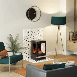 BeModern Vantage 3 in 1 1.8W Matt Black Cast enamel effect Electric Stove (H)1035mm (W)450mm