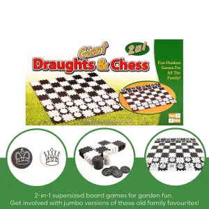 2-In-1 Giant Draughts And Chess Garden Games Giant Foam Fun Family Boardgame