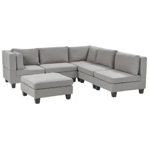 Corner Sofa with Ottoman UNSTAD Light Grey Fabric Left Hand