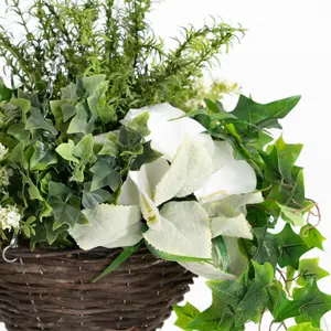 Blooming Artificial - 55cm / 1.75ft Cream Faux Calla Hanging Basket