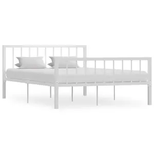 Berkfield Bed Frame White Metal 140x200 cm