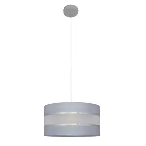 Luminosa Helen Cylindrical Pendant Ceiling Light Grey, Silver 35cm