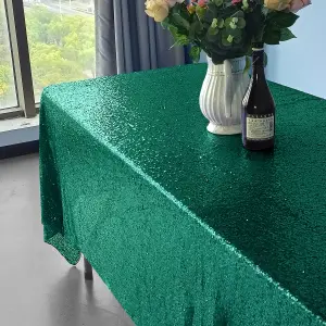 Neel Blue 70x108 Inch Rectangle Sequin Tablecloth, Emerald Green