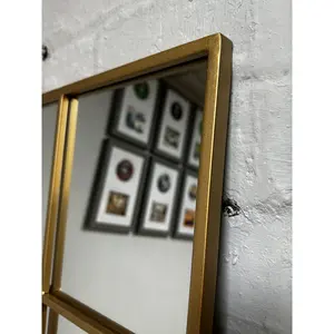 Rectangle Metal Window Panel Mirror Gold / 90cm H x 60cm W