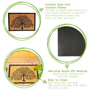 Coir Door Mat - Tree of Life Rectangle 60 x 40 cm