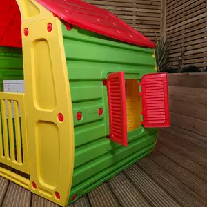 1.09m Yellow & Red Kids Indoor Outdoor Plastic Wendy House Magical Playhouse