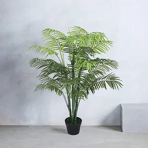 Tradala 4ft 3Inch Lush Artificial Tree Large Palm 130cm / 4ft 3Inches Tall with Real Wood Trunk - For Home Living Room Indoors