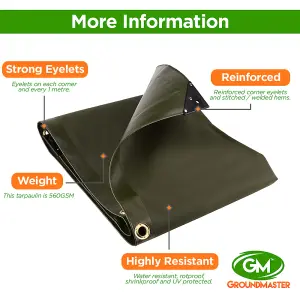 GroundMaster 560gsm Olive Green PVC Tarpaulin (3m x 3m)