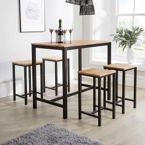 Home Source Nicosia Oak Table and Bar Stool Set