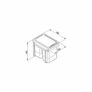 REJS recycle bin, pull out waste bin - W: 400mm (JC602), without front fixing brackets